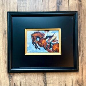 Original oil painting EQUESTRIAN Hunter Jumper, 5 x 7